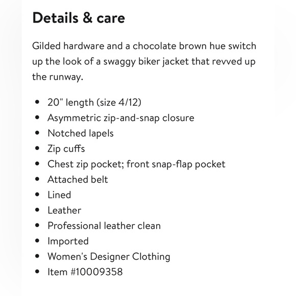 ZIMMERMANN LUMINOSITY BIKER LEATHER JACKET SZ 0 ESPRESSO - Picture 8 of 11